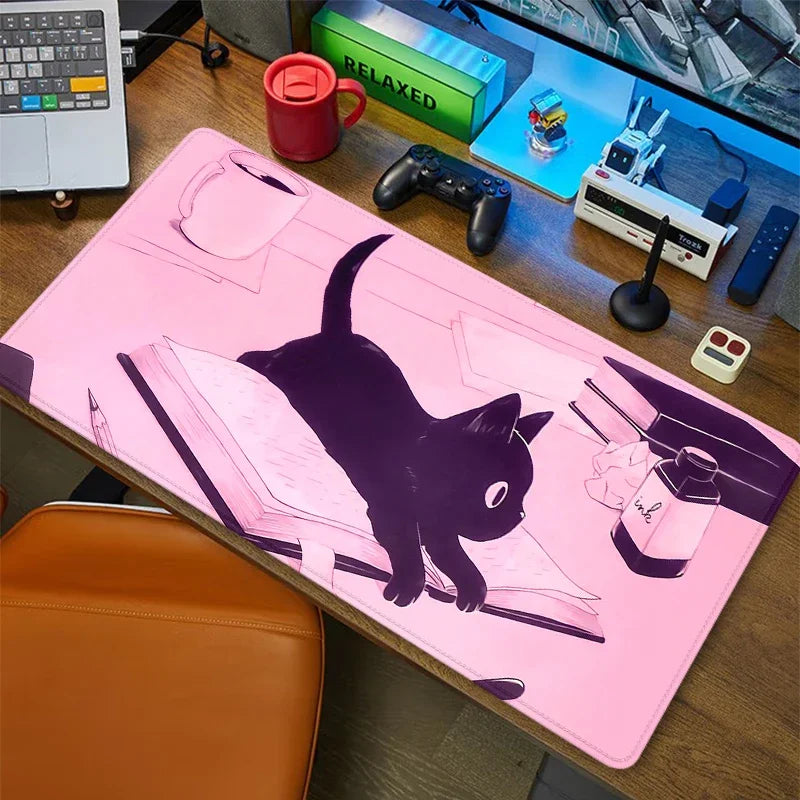 Pink Kawaii Cat Non-slip Mouse Pad for Gamers