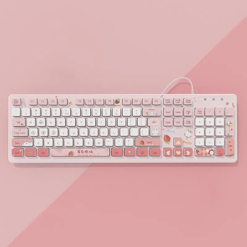 Kawaii Pink Wired Keyboard