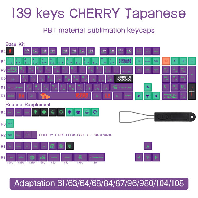 Cherry Profile Anime Key Caps - English or Japanese Available