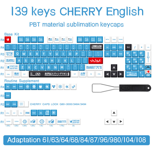 Cherry Profile Anime Key Caps - English or Japanese Available