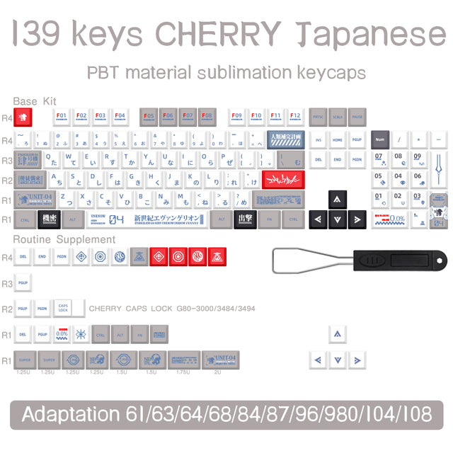 Cherry Profile Anime Key Caps - English or Japanese Available